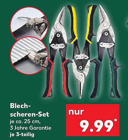 Blechscheren-Set je ca. 25 cm, 3 Jahre Garantie, je 3-teilig