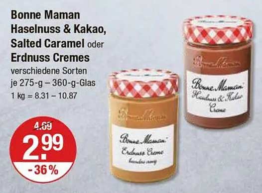 Bonne Maman Haselnuss & Kakao, Salted Caramel oder Erdnuss Cremes - verschiedene Sorten