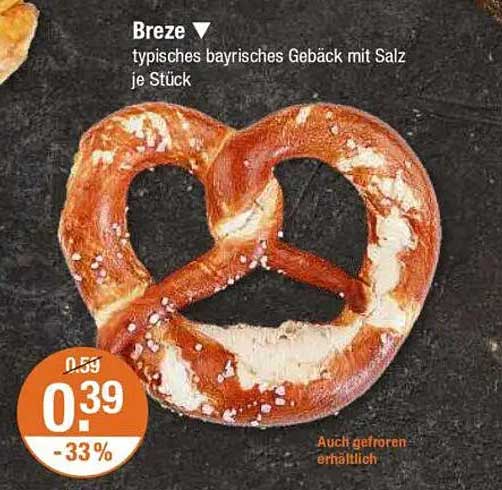Breze - typisches bayrisches Gebäck mit Salz je Stück