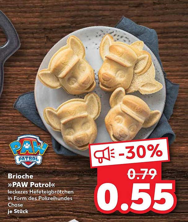 Brioche »PAW Patrol« leckeres Hefeteigbrötchen in Form des Polizeihundes Chase je Stück