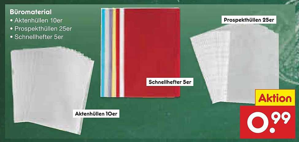 Büromaterial - Aktenhüllen 10er, Prospekthüllen 25er, Schnellhefter 5er