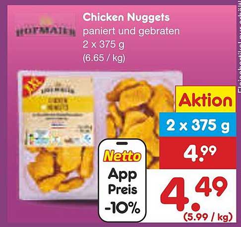 Chicken Nuggets panierte und gebratene 2 x 375 g