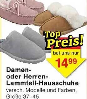 Damen- oder Herren-Lammfell-Hausschuhe