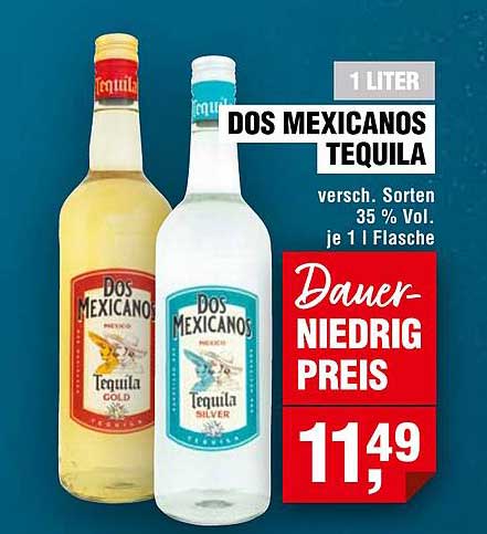 DOS MEXICANOS Tequila – Verschiedene Sorten 1 Liter
