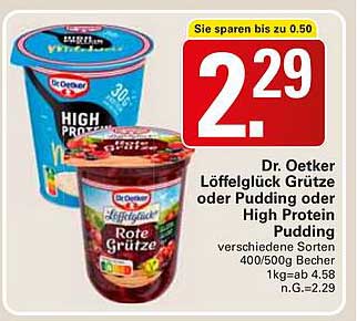 Dr. Oetker Löffelglück Grütze oder Pudding oder High Protein Pudding