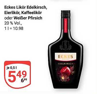 Eckes Likör Edelkirsch, Eierlikör, Kaffeeikör oder Weißer Pfirsich