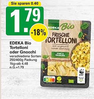 EDEKA Bio Tortelloni oder Gnocchi 250/400g