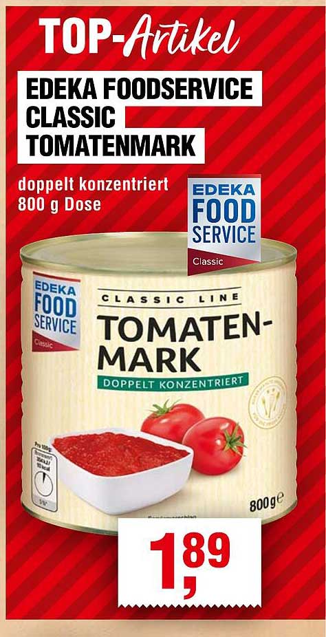 EDEKA FOODSERVICE CLASSIC TOMATENMARK doppelt konzentriert 800 g Dose