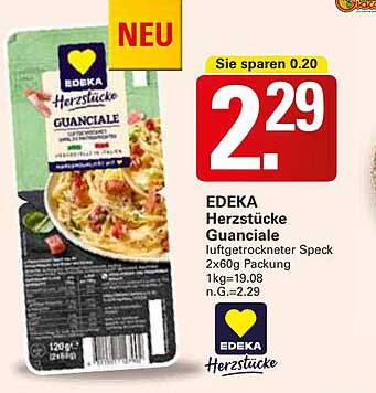 EDEKA Herzstücke Guanciale luftgetrockneter Speck 2x60g Packung