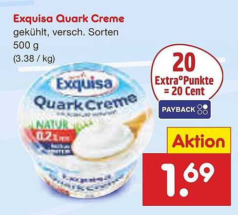 Exquisa Quark Creme, gekühlt, verschiedene Sorten, 500 g