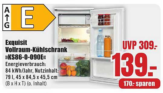 Exquisit Vollraum-Kühlschrank »KS86-O-090«