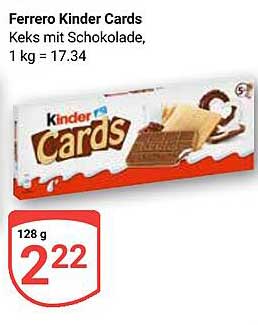 Ferrero Kinder Cards Keks mit Schokolade, 128 g