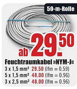 Feuchtraumkabel »NYM-J« 3 x 1,5 mm², 5 x 1,5 mm², 3 x 2,5 mm²