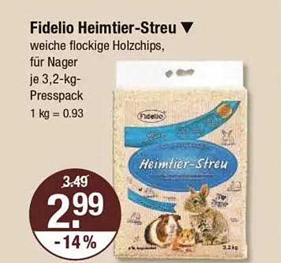 Fidelio Heimtier-Streu - weiche flockige Holzchips für Nager