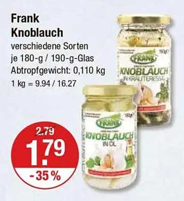 Frank Knoblauch verschiedene Sorten je 180-g / 190-g-Glas