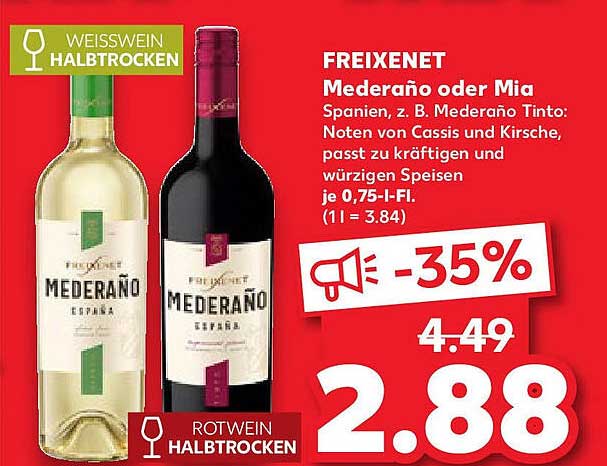 FREIXENET Mederäno oder Mia – Halbtrockener Wein aus Spanien