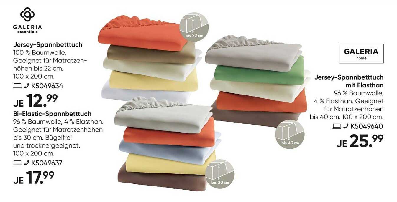 Galeria Jersey-Spannbettuch und Bi-Elastic-Spannbettuch