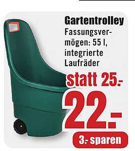 Gartentrolley - 55 l Fassungsvermögen mit integrierten Laufrädern