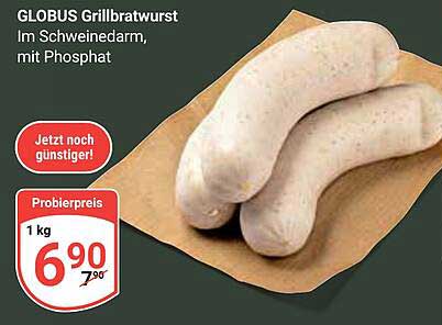 GLOBUS Grillbratwurst im Schweinedarm, mit Phosphat