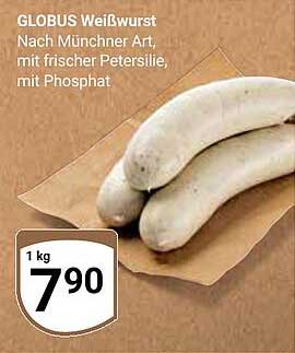 GLOBUS Weißwurst Nach Münchner Art, mit frischer Petersilie, mit Phosphat