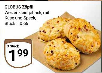 GLOBUS Zöpfli – Weizenkleingebäck mit Käse und Speck