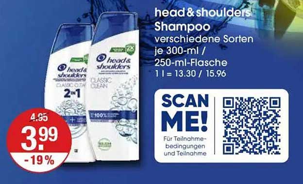 head & shoulders Shampoo verschiedene Sorten je 300-ml / 250-ml-Flasche