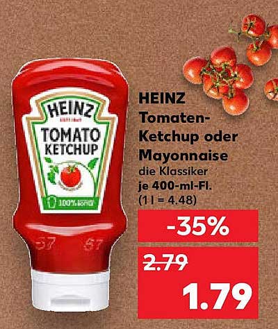 HEINZ Tomaten-Ketchup oder Mayonnaise die Klassiker je 400-ml-Fl.