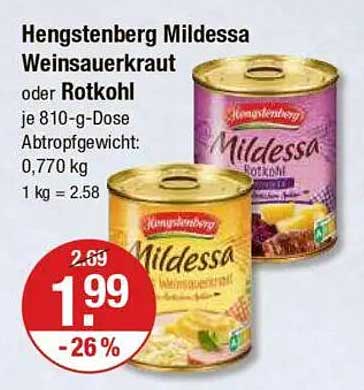 Hengstenberg Mildessa Weinsauerkraut oder Rotkohl