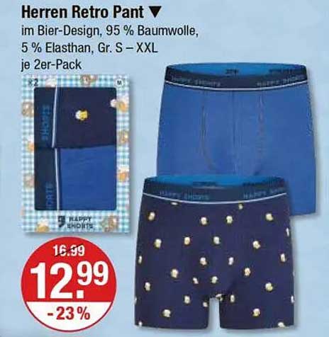 Herren Retro Pant im Bier-Design, 2er-Pack