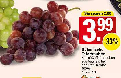 Italienische Tafeltrauben K.I., süße Tafeltrauben aus Apulien