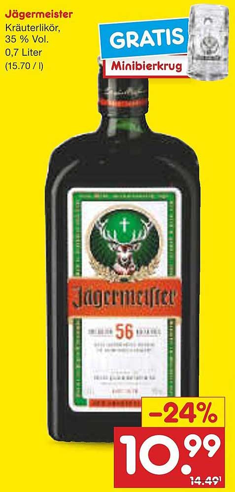 Jägermeister Kräuterlikör, 35 % Vol. 0,7 Liter