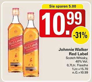 Johnnie Walker Red Label Scotch Whisky, 0,7L