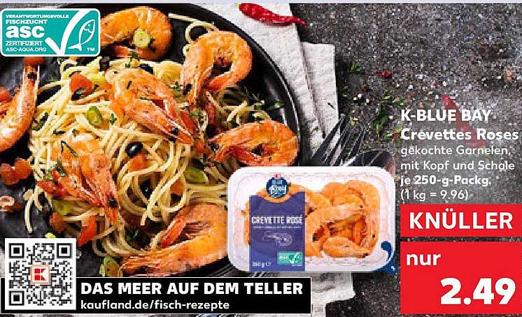 K-BLUE BAY Crèvettes Roses gekochte Garnelen 250-g-Pack