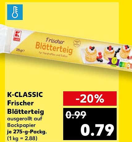 K-CLASSIC Frischer Blätterteig 275-g-Packung