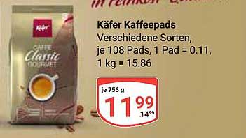 Käfer Kaffeepads Verschiedene Sorten, je 108 Pads