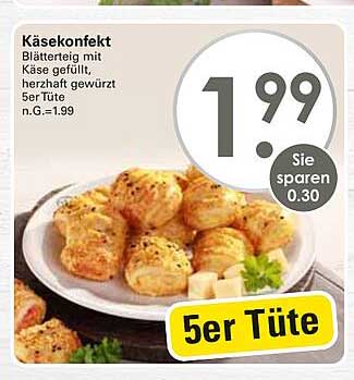 Käsekonfekt - Blätterteig mit Käse gefüllt, herzhaft gewürzt, 5er Tüte