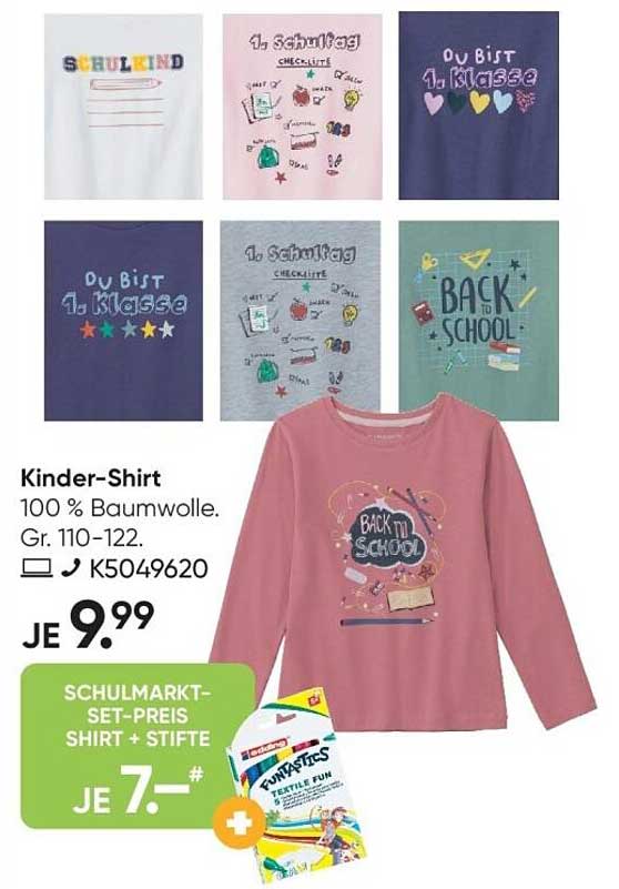 Kinder-Shirt 100 % Baumwolle - Ideal für den Schulstart