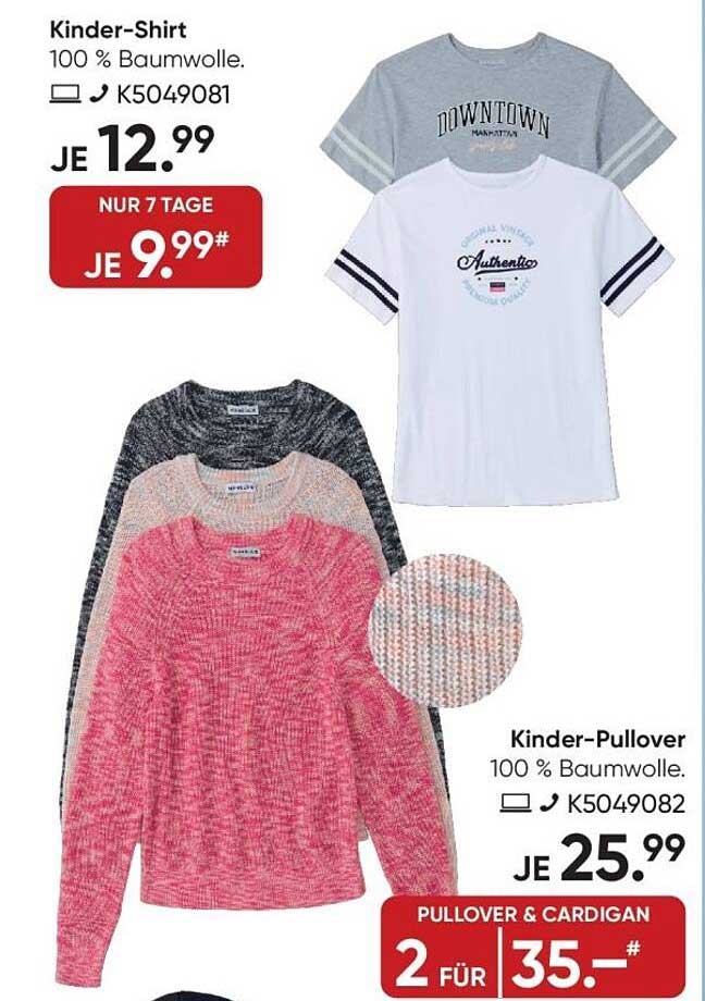 Kinder-Shirt und Kinder-Pullover - Baumwolle in bester Qualität!
