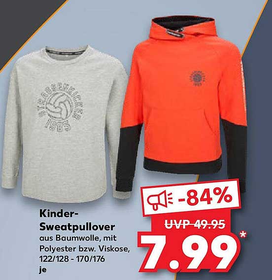 Kinder-Sweatpullover aus Baumwolle, mit Polyester bzw. Viskose