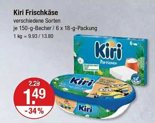 Kiri Frischkäse verschiedene Sorten je 150-g-Becher / 6 x 18-g-Packung