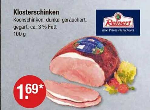 Kloster Schinken von Reinert – Kochschinken, dunkel geräuchert, 100 g