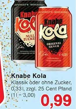 Knabe Kola – Klassik oder ohne Zucker, 0,33l