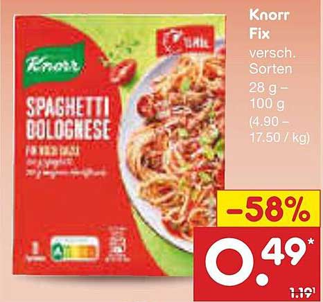 Knorr Fix Spaghetti Bolognese 28 g - Verschiedene Sorten