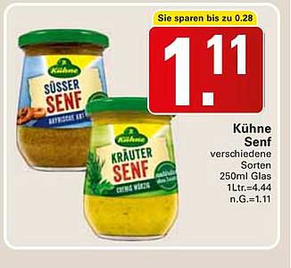 Kühnens Senf verschiedene Sorten 250ml Glas