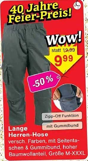 Lange Herren-Hose mit Zipp-Off Funktion