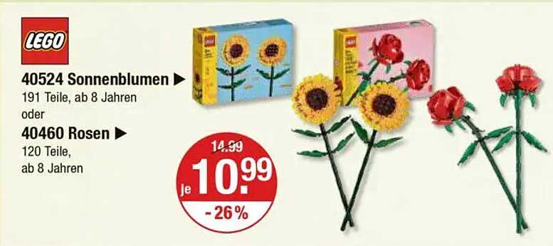 LEGO Blumen - 40524 Sonnenblumen oder 40460 Rosen
