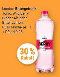London Bittergetränk Tonic, Wild Berry, Ginger Ale oder Bitter Lemon, PET-Flasche, je 1 l + Pfand 0,25
