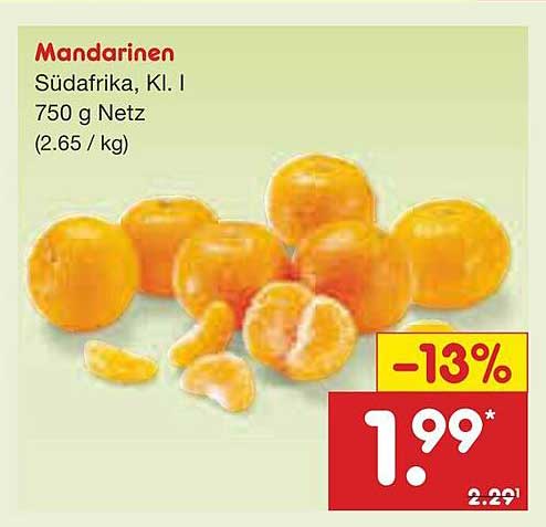 Mandarinen Südafrika, Kl. I – 750 g Netz