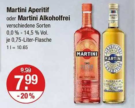 Martini Aperitif oder Martini Alkoholfrei – verschiedene Sorten