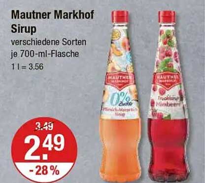 Mautner Markhof Sirup – verschiedene Sorten je 700-ml-Flasche